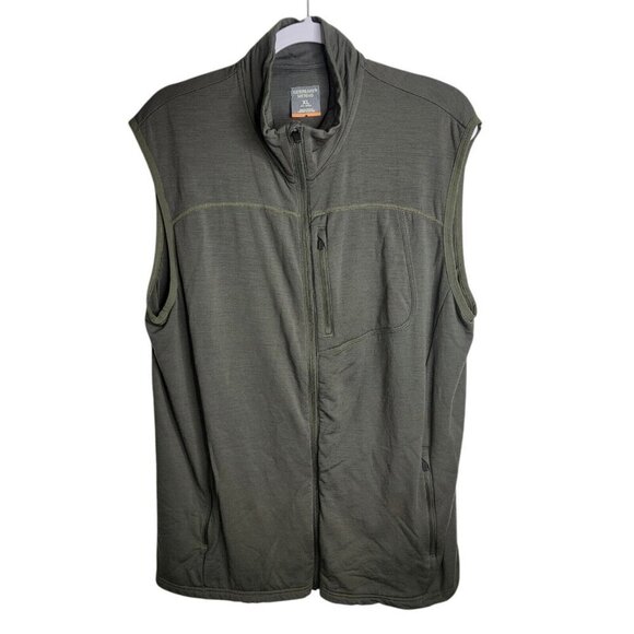 Icebreaker Merino Wool Vest Full Zip Outdoor Olive Green XL Base Layer Ski - Picture 1 of 6